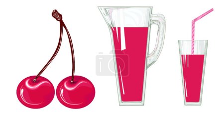 Illustration for Cherry juice modern vector illustration - Royalty Free Image