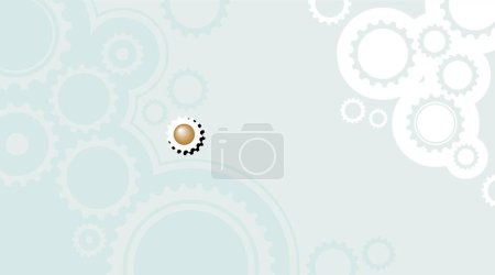Illustration for Horizontal abstract light gray background in technical style with gear and cogwheels - Royalty Free Image