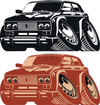 Ilustración de Silueta dibujos animados coches vector ilustración - Imagen libre de derechos