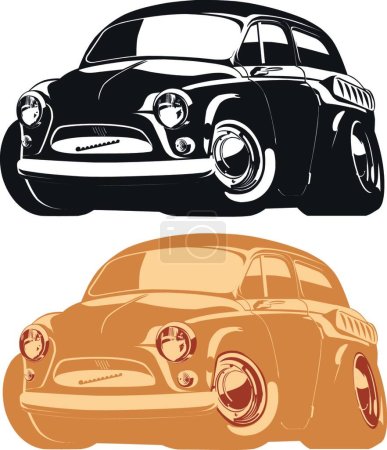 Ilustración de Vector silueta de dibujos animados coche retro - Imagen libre de derechos