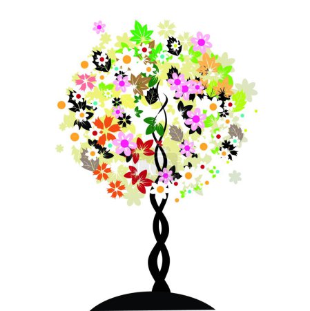 Téléchargez les illustrations : Illustration vectorielle de l'arbre floral - en licence libre de droit