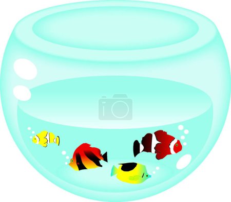 Téléchargez les illustrations : Aquarium avec illustration vectorielle de poissons - en licence libre de droit