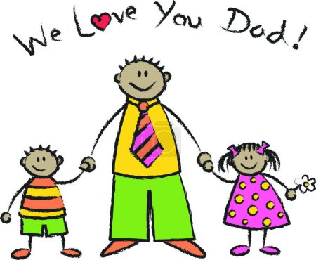 Illustration for We Love You Dad tan skin tone family - Royalty Free Image