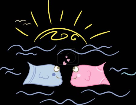 Ilustración de Amor de peces, ilustración vectorial colorido - Imagen libre de derechos