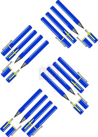 Illustration for Blue and Gold Pens modern vector illustration - Royalty Free Image