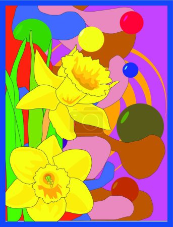 Illustration for Floral poster, background with flowers for copy space - Royalty Free Image