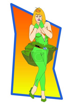 Illustration for Girl in Green modern vector illustration - Royalty Free Image