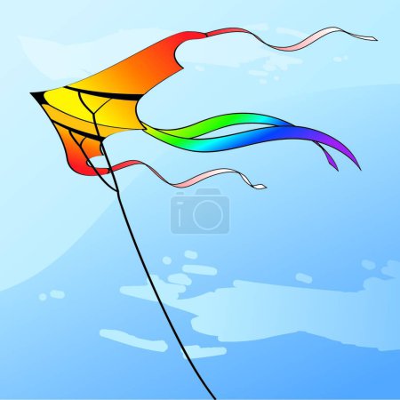 Téléchargez les illustrations : Illustration vectorielle moderne de cerf-volant multicolore - en licence libre de droit