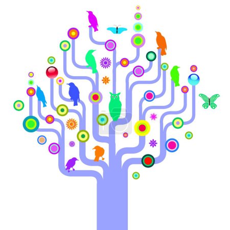 Téléchargez les illustrations : Bannière artistique arbre, illustration vectorielle - en licence libre de droit