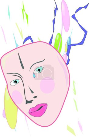 Illustration for Mask and Beads modern vector illustration - Royalty Free Image