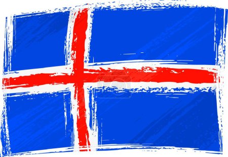 Illustration for Grunge Iceland flag, colorful vector - Royalty Free Image