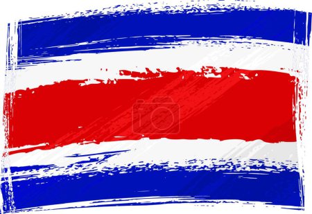 Téléchargez les illustrations : "Grunge Costarica drapeau "illustration vectorielle - en licence libre de droit