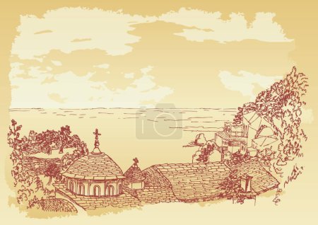 Téléchargez les illustrations : Kafsokalyvia skete dans le mont Athos - en licence libre de droit