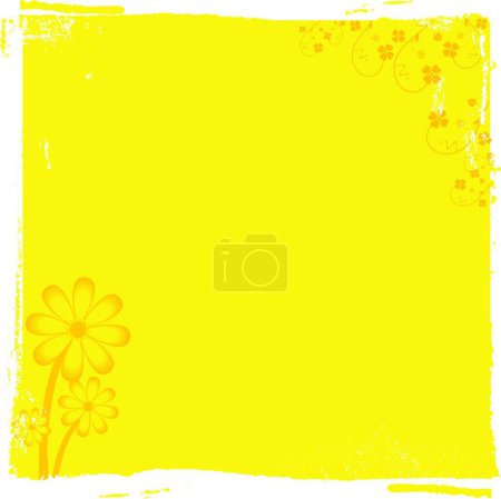 Téléchargez les illustrations : Vintage fleurs jaunes fond vectoriel - en licence libre de droit