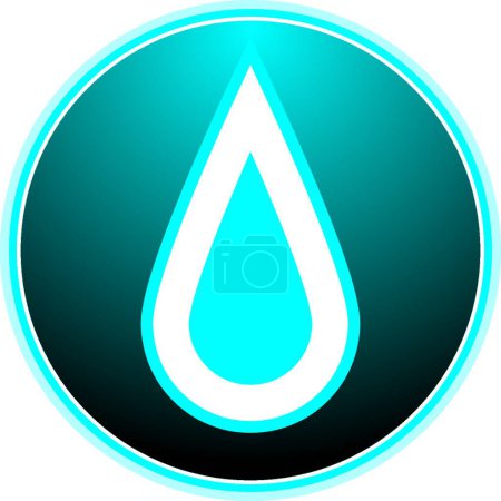 Téléchargez les illustrations : Symbole de gouttelettes d'eau ou d'encre : bouton vecteur de lumière bleue sexy - en licence libre de droit