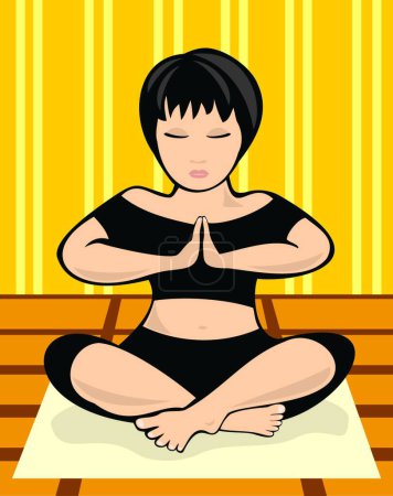 Ilustración de Meditación chica moderno vector ilustración - Imagen libre de derechos