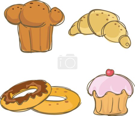 Téléchargez les illustrations : Icônes gâteau, illustration vectorielle - en licence libre de droit