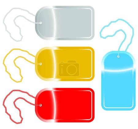 Illustration for Dog tags in four colors vector illustration - Royalty Free Image
