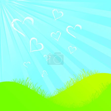 Illustration for Cloudy Heart shapes  vector illustration - Royalty Free Image