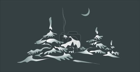 Téléchargez les illustrations : Nuit d'hiver, illustration vectorielle graphique - en licence libre de droit