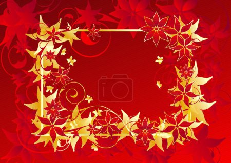 Illustration for Red frame with flowers vector illustration - Royalty Free Image
