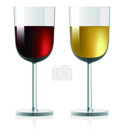 Téléchargez les illustrations : Vecteur illustration verres à vin sur fond blanc - en licence libre de droit