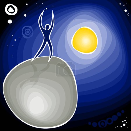 Ilustración de En la luna, ilustración vectorial gráfica - Imagen libre de derechos