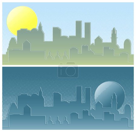 Ilustración de Ciudad, ilustración vectorial gráfica - Imagen libre de derechos