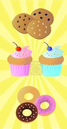 Téléchargez les illustrations : Sweet Desserts illustration vectorielle moderne - en licence libre de droit