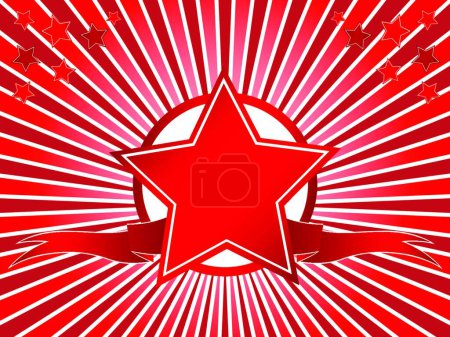 Téléchargez les illustrations : Illustration vectorielle moderne étoile rouge et ruban - en licence libre de droit