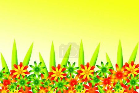 Téléchargez les illustrations : Modèle vectoriel de couleur avec des fleurs - en licence libre de droit