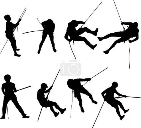 Illustration for Rappelling silhouettes, vector illustration simple design - Royalty Free Image