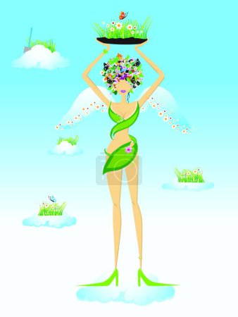 Illustration for Beautiful fairy on sky vector illustration - Royalty Free Image