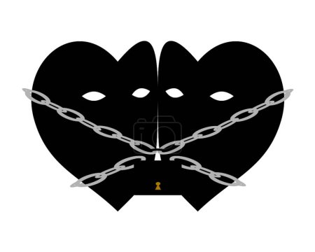 Illustration for Hearts chained vector illustration - Royalty Free Image