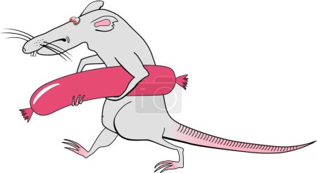 Ilustración de Rata con ilustración de vectores de salchichas - Imagen libre de derechos