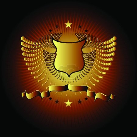 Ilustración de Escudo adornado, ilustración vectorial simple - Imagen libre de derechos