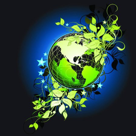 Illustration for Floral Earth background, vector illustration - Royalty Free Image