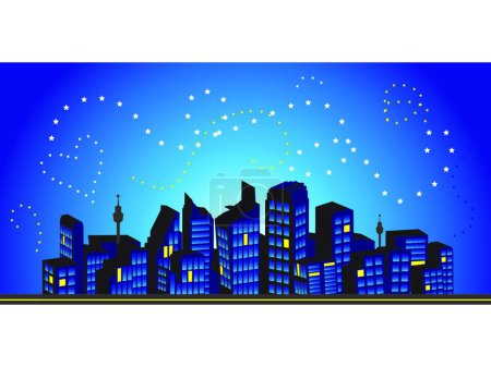 Ilustración de Paisaje urbano, siluetas de casas ilustración vectorial - Imagen libre de derechos