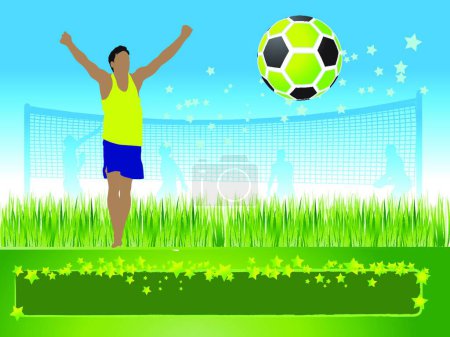 Téléchargez les illustrations : Homme joue sur le football à l'été - en licence libre de droit