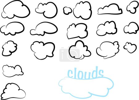 Ilustración de Conjunto de nubes esponjosas - Imagen libre de derechos