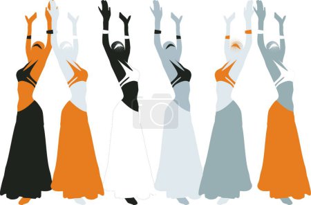 Téléchargez les illustrations : Belles femmes en danse illustration vectorielle moderne - en licence libre de droit