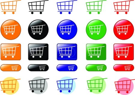 Ilustración de Iconos de carrito de compras, ilustración vectorial - Imagen libre de derechos