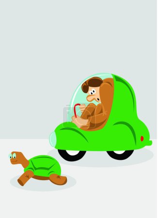 Téléchargez les illustrations : Illustration de la minicar et de la tortue - en licence libre de droit