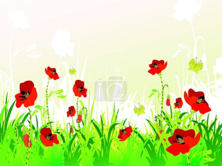 Illustration for Illustration of the poppies background - Royalty Free Image
