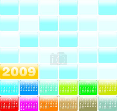 Téléchargez les illustrations : Illustration du calendrier vectoriel couleur abstraite 2009 - en licence libre de droit