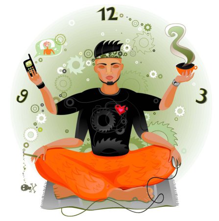 Illustration for Illustration of the Modern Meditation. - Royalty Free Image