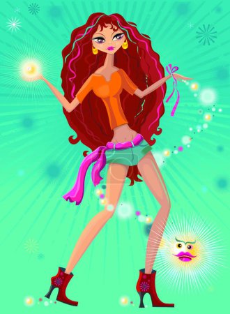 Illustration for Sexy magic dancing girl - Royalty Free Image