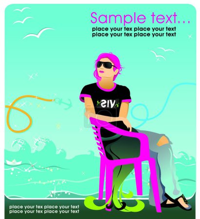 Ilustración de Chica sentada en la silla vector moderno ilustración - Imagen libre de derechos