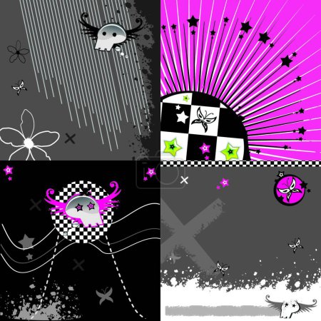 Illustration for Abstract pink emo background set - Royalty Free Image