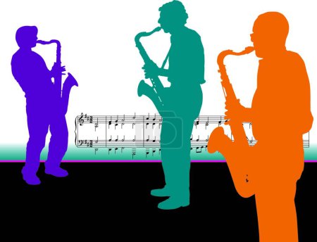 Illustration for Illustration of the Three Sax Players - Royalty Free Image